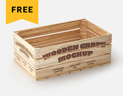 Free Wooden Crate Mockup Set