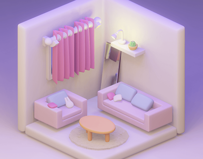 Isometric 3D Living Room