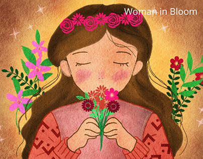 Watercolor Woman In Bloom Illustration