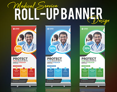 Medical Service Roll-Up Banner Design Template