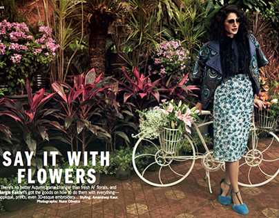 Nargis Fakhri in Winter Florals for Cosmo Sep 16