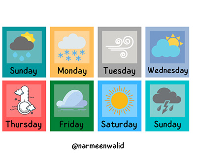 colorful weather post with a white background