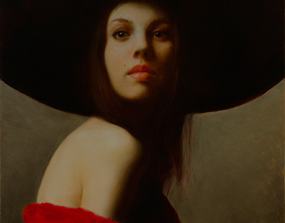 "Self-portrait in a wide hat"