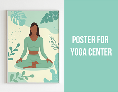 Poster for yoga center. Faceless woman illustration.