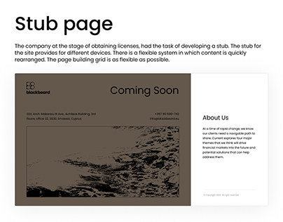 Stub page for a website