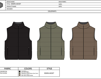 Vest Jacket Tech Pack Design | Technical Drawing.