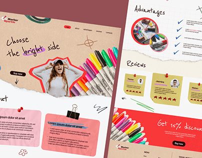 landing page design of an online stationery store