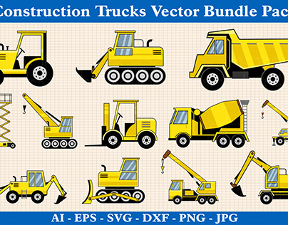 Construction Trucks Vector Bundle Pack, Heavy Equipment