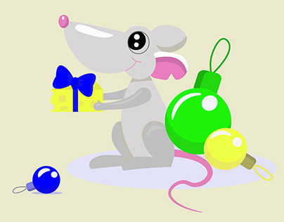 иллюстрация мышки и сыра и надпись с днем рождения,