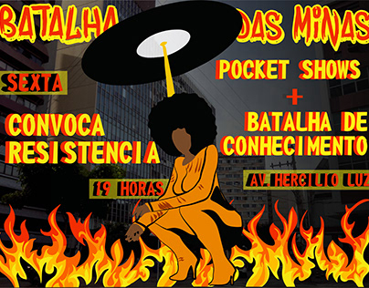 Cartaz para evento Batalha de Rap/batalha das minas