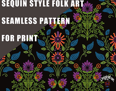 Sequin folk art textile pattern design