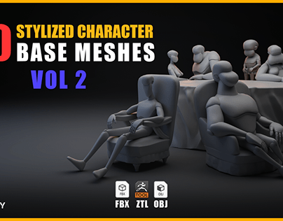 30 stylized character Base Meshes _ VOL 2