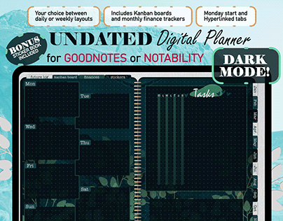 Digital Planner Midnight Leaves Project