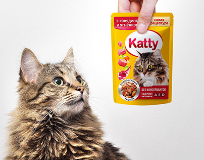 Katty cat food, packaging design
