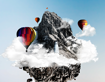 Balloon race around flying mountain - WIP