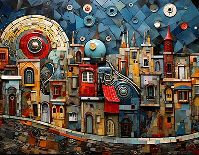 Architecture with Mixed Media Mosaics Style