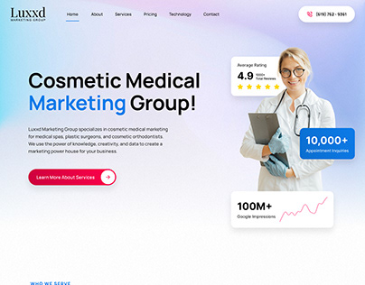 Luxxd, Cosmetic Medical Marketing Group Website Design