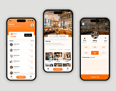 Hotel Waiter Tip App UI UX Design