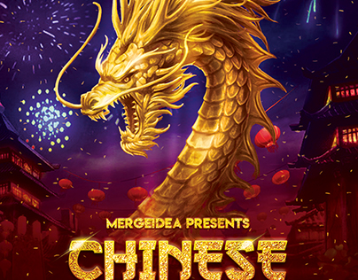 Chinese New Year Golden Dragon Flyer
