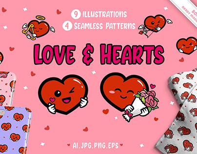 Love and Hearts Clipart Patterns