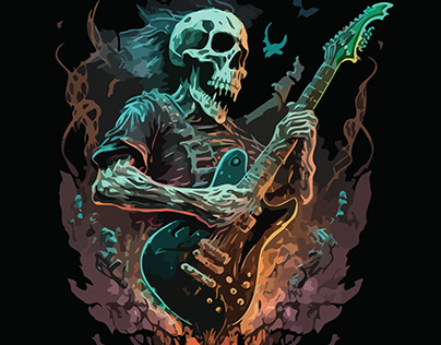Skull Rocker: Bringing the Music to Life Tshirt Design