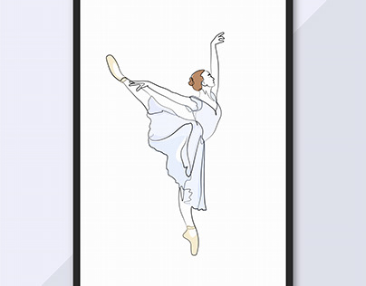 ballerina ballet dancing girl line drawing illustration