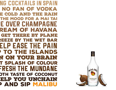 Malibu Rum Longcopy Subway Ad