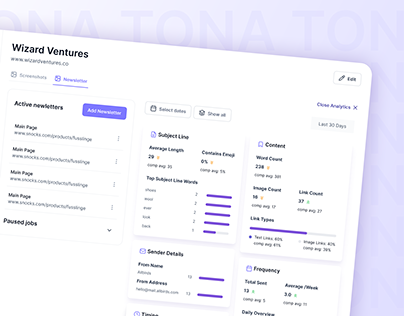 Tona - Competitor Monitoring Dashboard Design