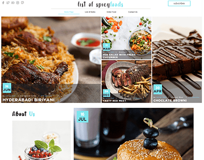 Food Blog Static website UI design