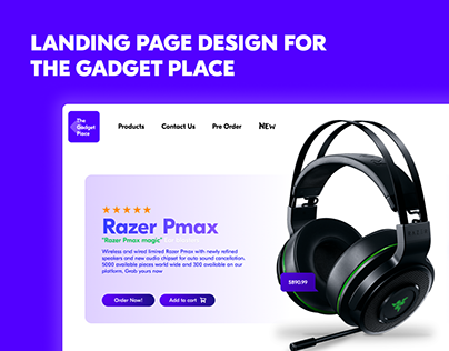 Landing Page for "The Gadget Place" User Interface