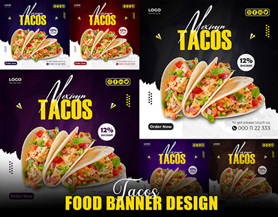 Mexican tacos food banner design food poster.