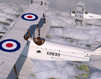 Curtis Biplane 3D Model and Rendering