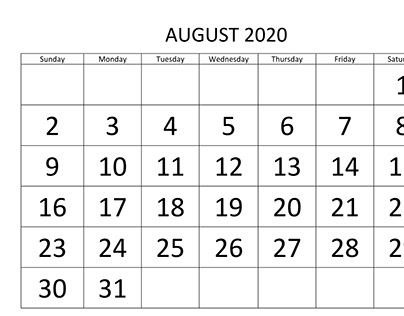 Calendar For August 2020