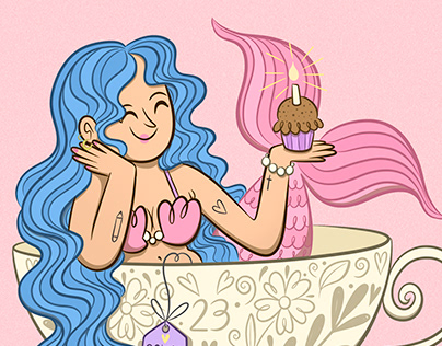 Pink and blue mermaid