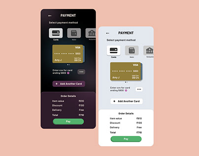 Light and Dark mode | Payment & Add Card Details Pages