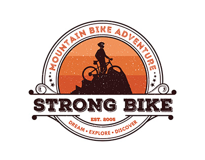 Vintage badge logo concept design for mountaing bikers.