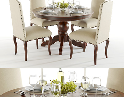 3D Model | Pottery Barn | Sumner and Calais dining set