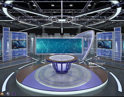 Virtual TV Studio News Set 5