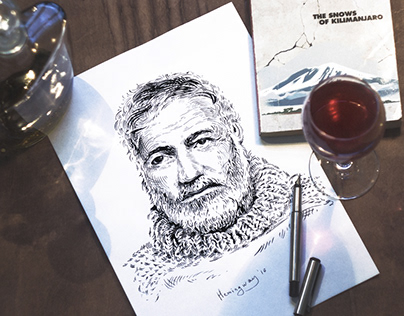 Ink portraits of great alcoholics
