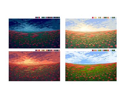 Poppy field: pixel art