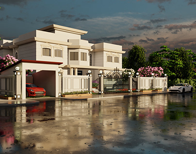 "Chic Classicism: 3D Visualization of a Classic Villa"