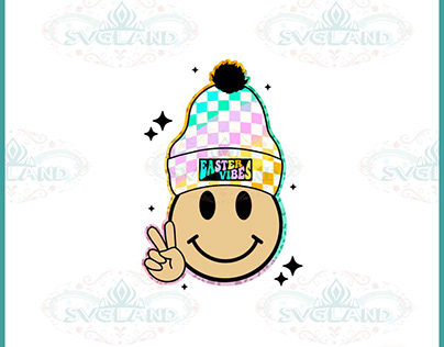 Retro beanie Easter vibes Smiley Face