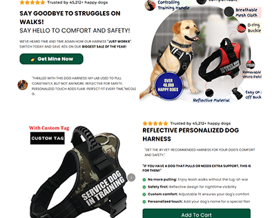 Dog harness Product landing page| pagefly
