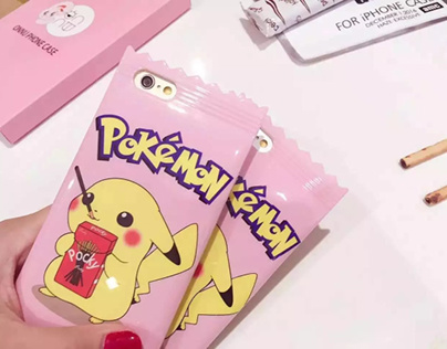 Coque Pokémon go Pikachu bonbon couleur pink pour iPhon