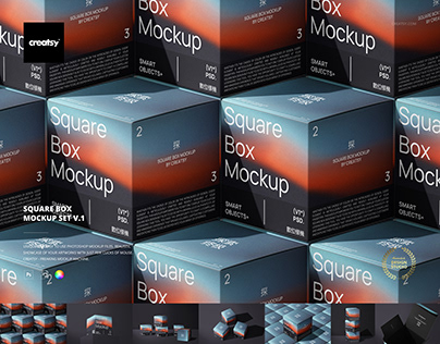 Square Box Mockup Set v.1