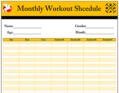 Monthly Workout Schedule Template