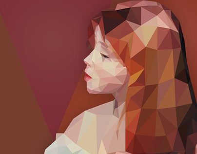 Young Girl Combing Her Hair - Polygonal