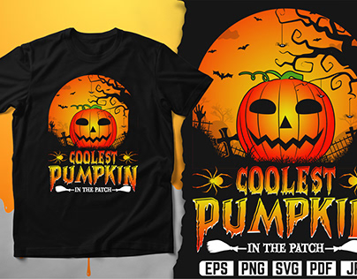 Coolest Pumpkin in The Patch Halloween T-Shirt Design