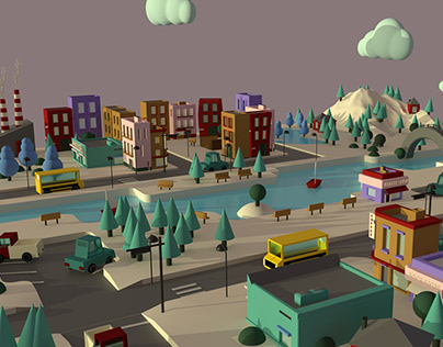 Low poly town.
