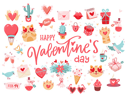 Valentine s day illustrations set | Biscotto design